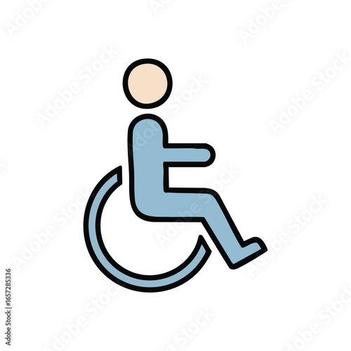 Universal Wheelchair Access Icon. This globally recognized pictogram signifies facilities and services for individuals with limited physical mobility. It embodies inclusivity, support, and equal.