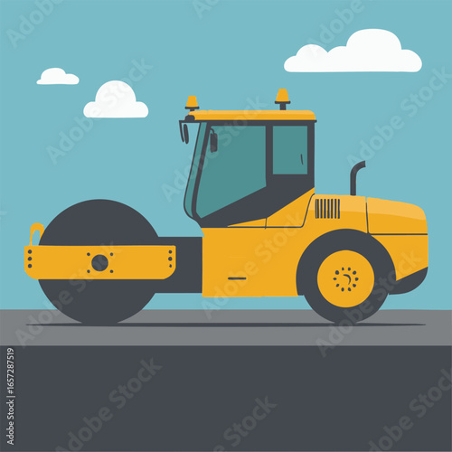Asphalt Roller on Road