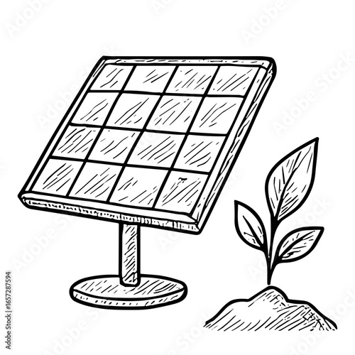 Solar Panel with Seedling