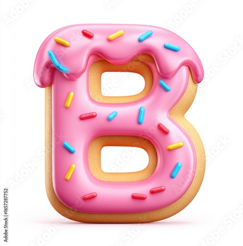 Pink Glazed Donut Letter B