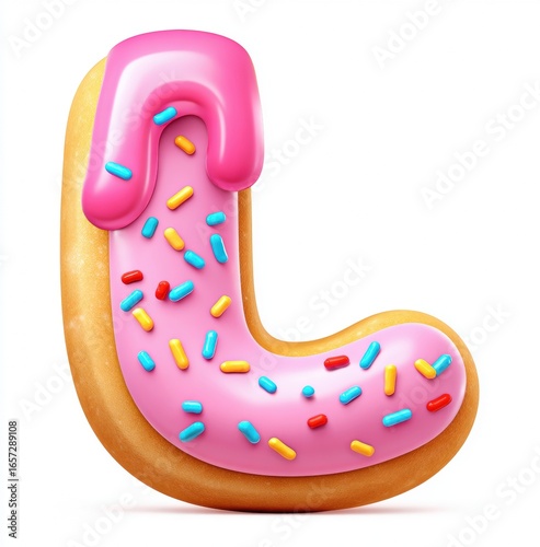 Donut Letter L - Pink Glazed with Sprinkles