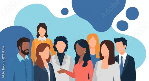 Diverse group of business professionals representing teamwork, collaboration, and inclusion. Ideal for corporate, HR, or community concepts.