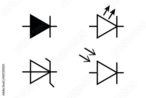 Electronic Circuit Symbols of Diode Types Represented in Diagram Illustration