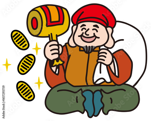 七福神の大黒天の手描きイラスト