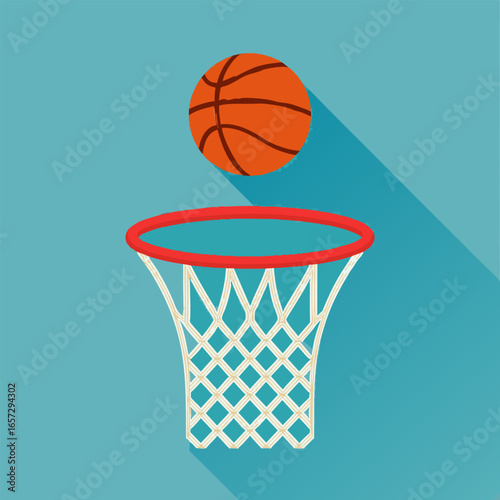 Basketball Hoop with Ball Going In