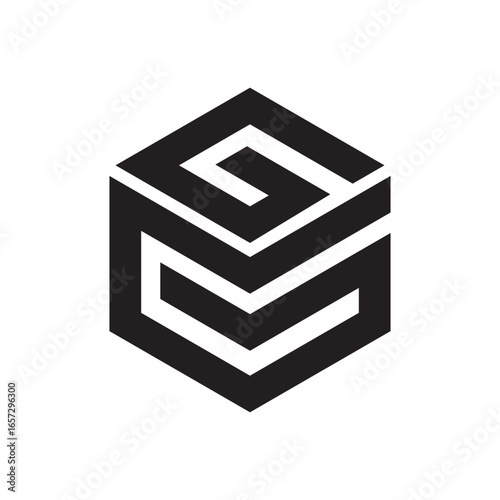 hexagonal GG initials design logo
