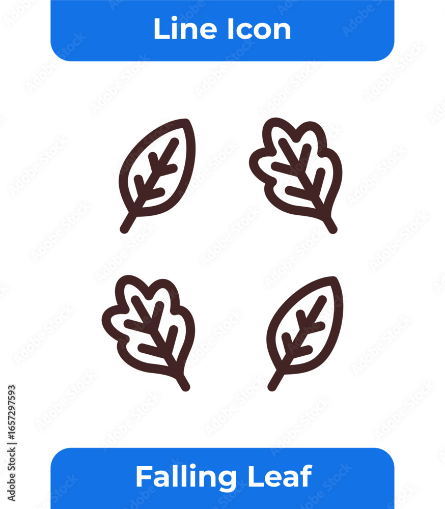 Fototapeta premium Falling Leaf Icon, Autumn and Season Elements, Leaves Blown by the Wind, Nature and Weather Symbol, Simple Lineal Vector Art