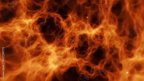 Abstract fiery flames against a dark background