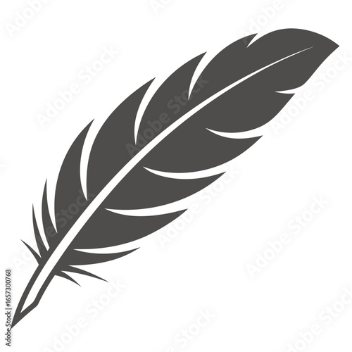 Elegant Single Feather Illustration on White Background Symbolizing Freedom Lightness 