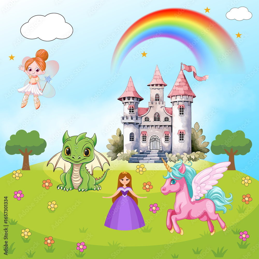 Fototapeta premium Magical Fairy Tale Kingdom for Kids 