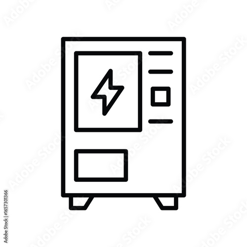 Simple Line Art of a Vending Machine with Lightning Bolt Symbol