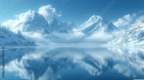 Wallpaper Mural Serene winter mountain landscape Torontodigital.ca