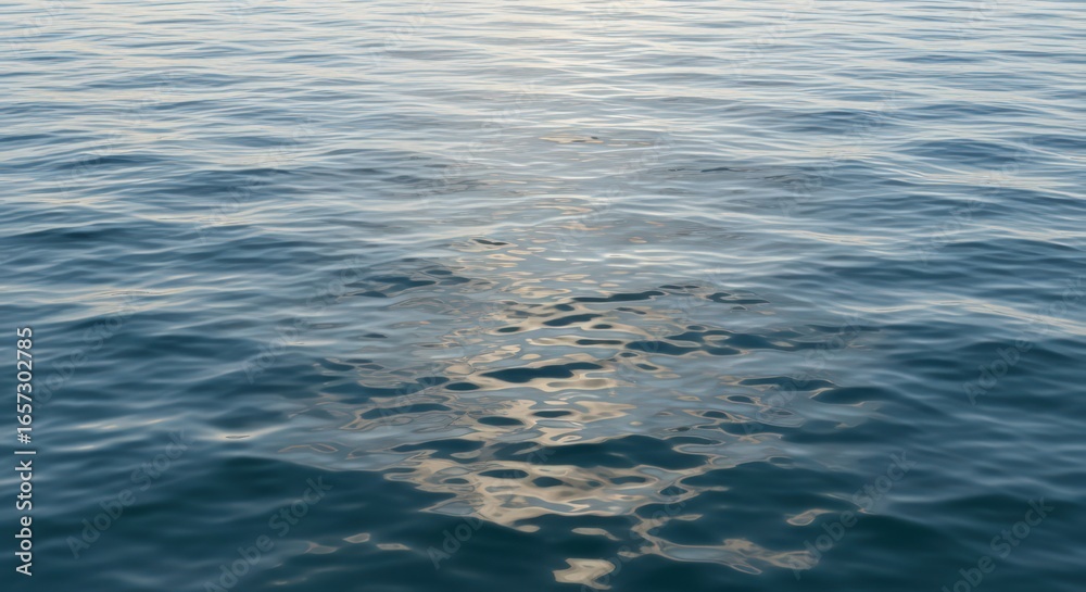 Naklejka premium Calm Ocean Water with Sunlight Reflections, Serene Sea Surface