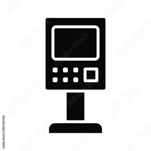 Black Silhouette of a Payment Kiosk on a White Background