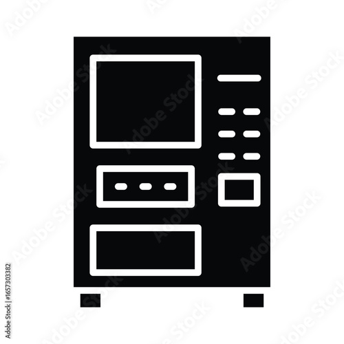 Black and White Icon of a Vending Machine with Simple Design Elements