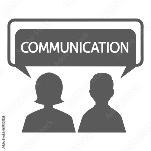 Effective Communication Concept Illustration Featuring People Silhouettes and Speech Bubble with Message 