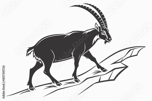 Ibex animal sihouette black vector