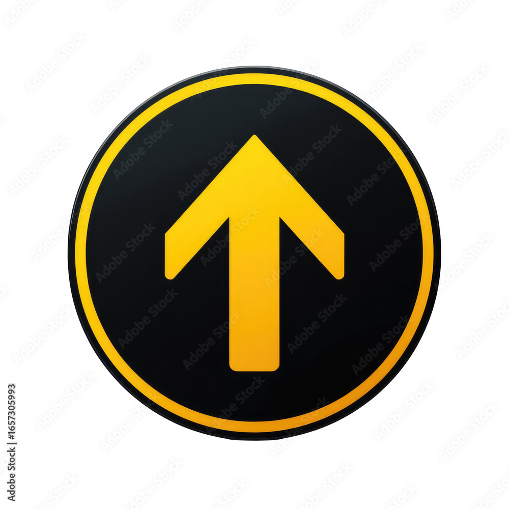 Yellow arrow in a black circle road sign isolated on transparent background Remove png, Clipping Path, pen tool Yellow arrow in a black circle road sign isolated on transparent background Remove png, Clipping Path, pen tool