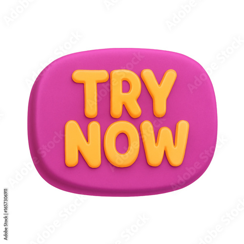 Vibrant Pink and Orange 3D 'Try Now' Button