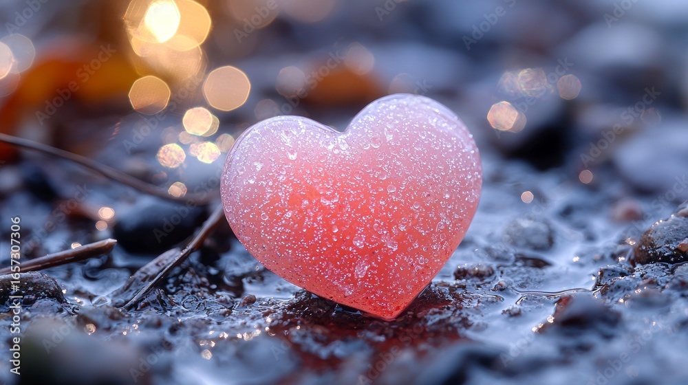 Obraz premium Frosty heart candy on textured ground