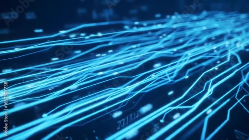 Abstract, glowing, blue circuit board pattern
