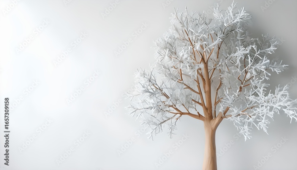 Obraz premium Frost-Covered Tree on White Background