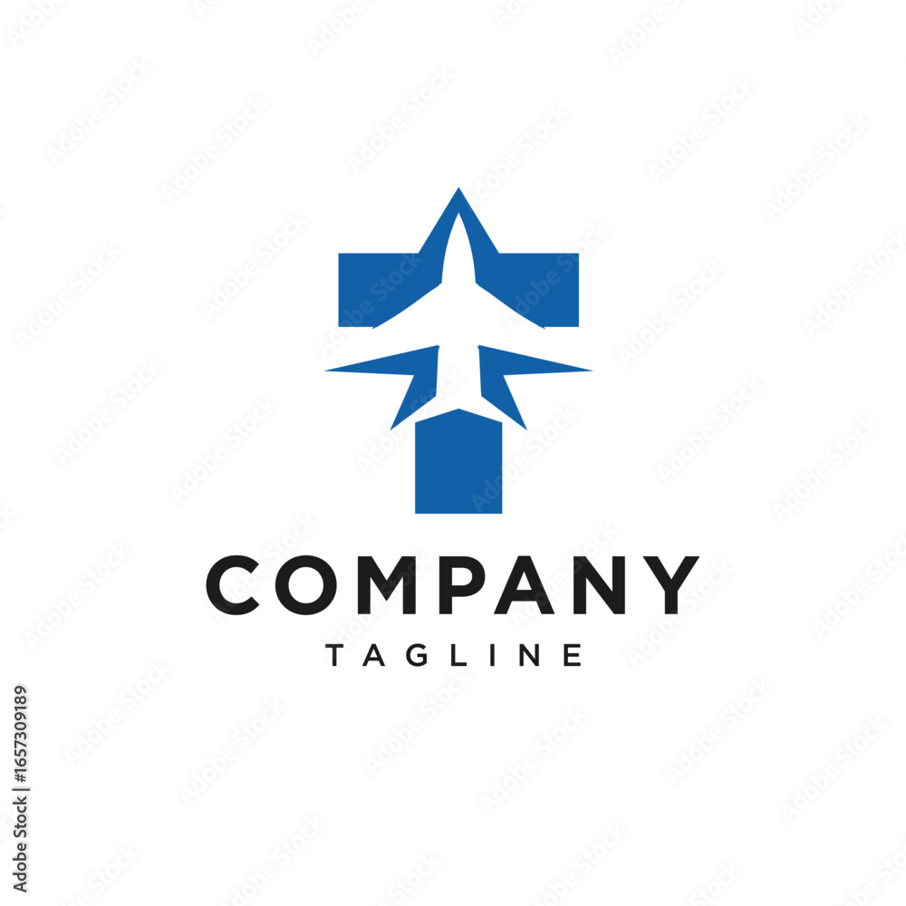 Obraz premium Letter T Jet Plane Logo Icon vector