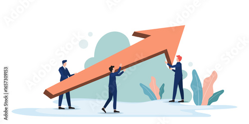 Business Growth and Teamwork with Arrow Up Symbol