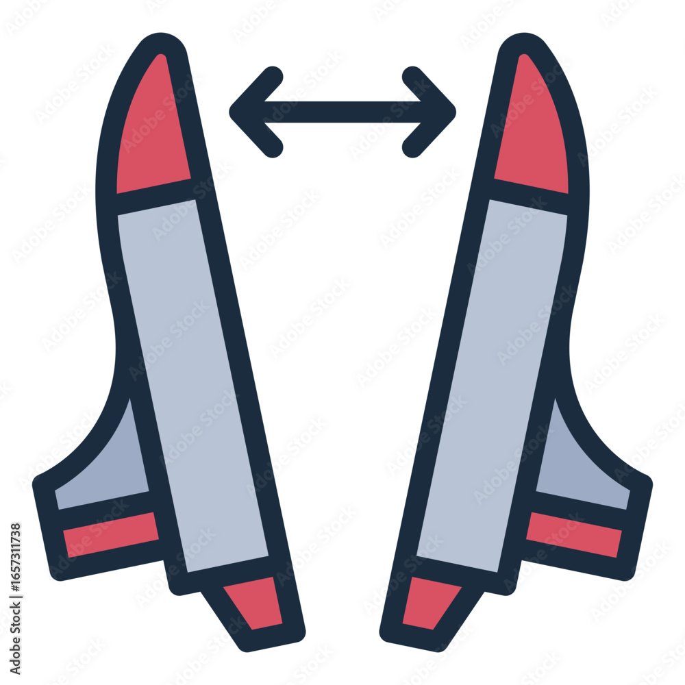 payload fairing filled line icon protecting cargo during rocket launch