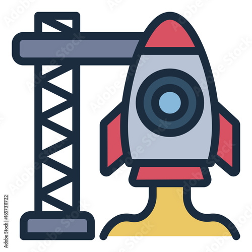 rocket launch filled line icon preparing for space exploration mission