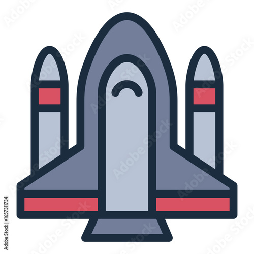 spacecraft filled line icon ready for travel to deep space exploration