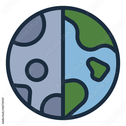 terraforming filled line icon showing planet modification for human habitat