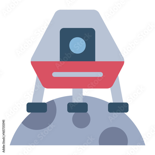 landing flat icon showing spacecraft touching down on lunar surface
