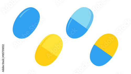 Colorful pills capsules medication pharmaceutical supplement vitamins health care medicine treatment remedy cure 100