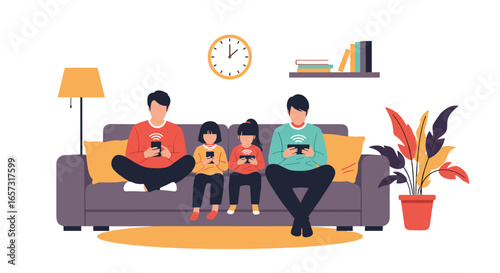 Family spending time together indoors playing games