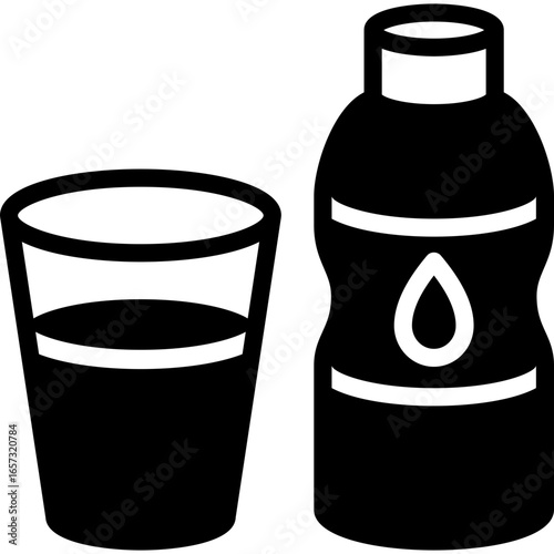 mineral water icon illustration design with solid