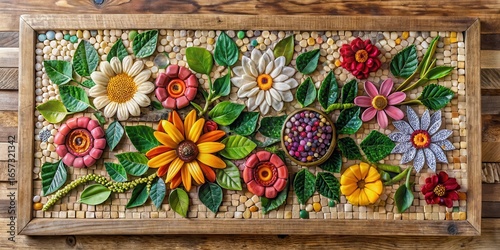 Handmade flower board with mosaic stones