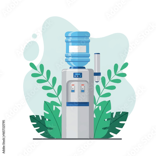 Modern Water Cooler Dispenser Illustration.