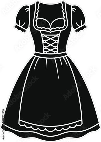 Silhouette of a traditional Bavarian Dirndl dress, featuring a bodice and skirt.