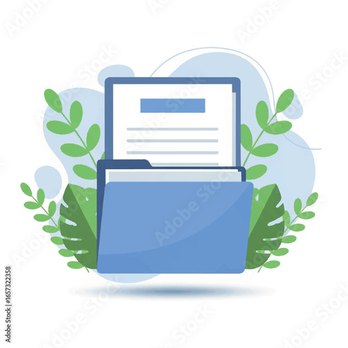 Blue Folder with Document Graphic Design.