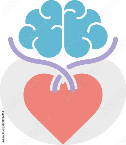 Balance between mind and heart – psychology and emotions vector icon