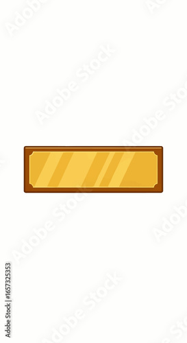 Horizontal golden rectangular plaque with brown border and rounded corners, featuring subtle light reflections, in a cartoon style.