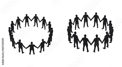 People holding hands in two circles forming a united group