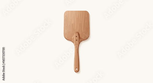Artistic Rendition of a Classic Wooden Pizza Peel on Plain Background