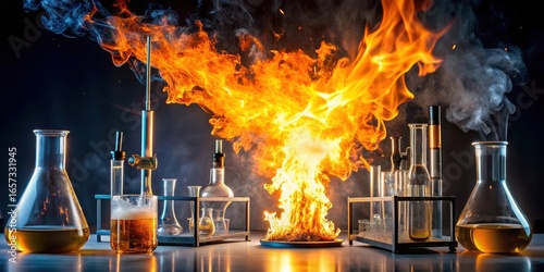 Lab equipment explodes with flames