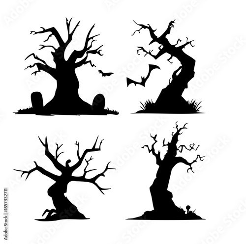 Spooky silhouette collection of eerie trees