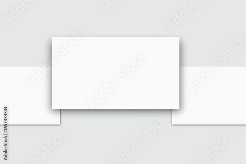 Vector mockup of blank presentation slides with shadows, isolated on background. Perfect for branding, pitch decks, business reports, advertising, web designs, social posts, app and online portfolio