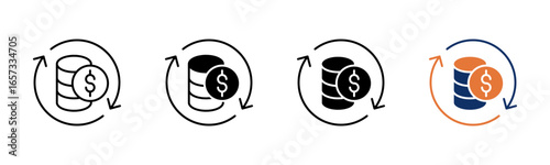 Cash Flow icon sheet multiple style collection