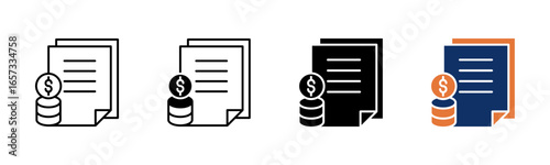 Financial icon sheet multiple style collection