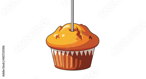 Illustration of a sweet baked treat with a stick, inviting dessert